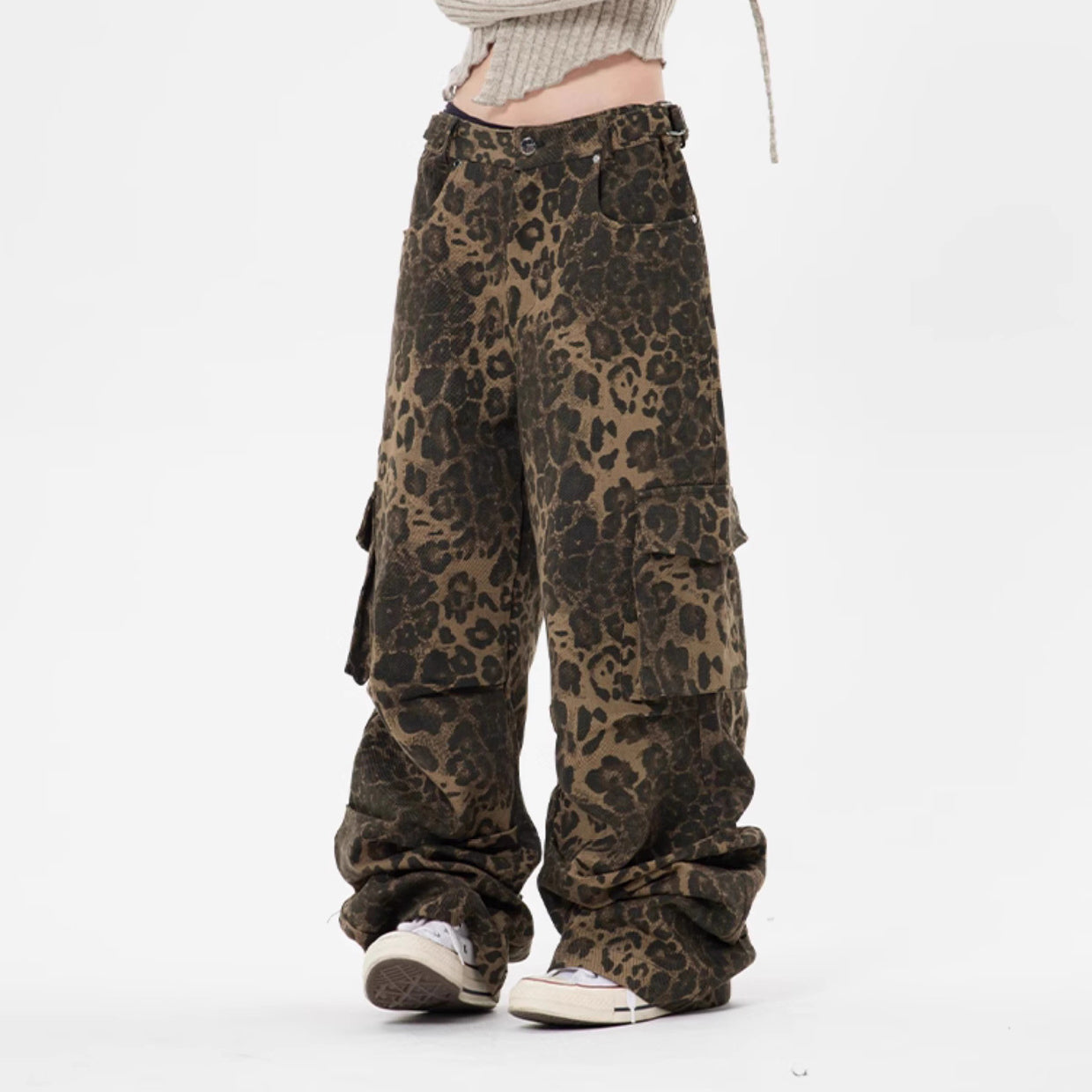 Pantalones Retro de Estampado de Leopardo para Mujer y Hombre